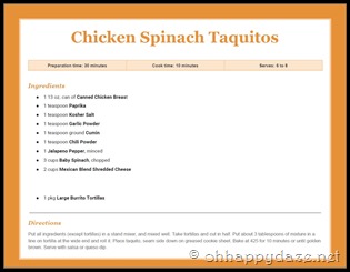 Chicken Spinach Taquitos